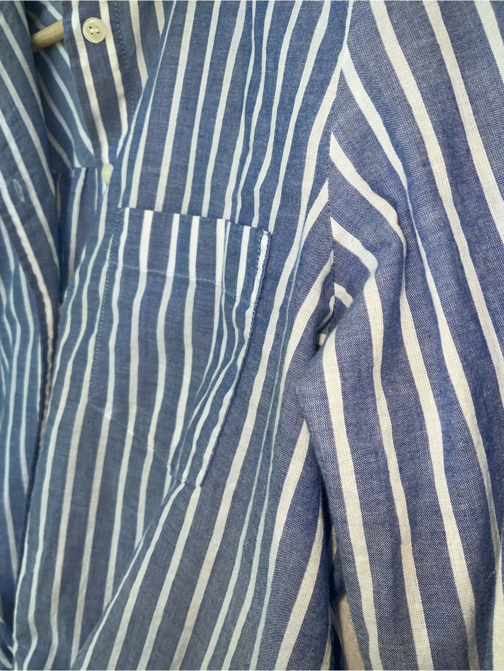 J. Crew Blue and White Striped Button-Down Tie-Front Shirt